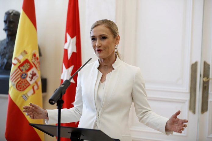 Cristina Cifuentes anuncia su dimisión La expresidenta de la Comunidad de Madrid, Cristina Cifuentes, durante la rueda de prensa del miércoles.