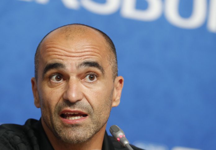 Rueda de prensa de Bélgica El seleccionador de Bélgica, el español Roberto Martínez ofreciendo una rueda de prensa en San Petersburgo .