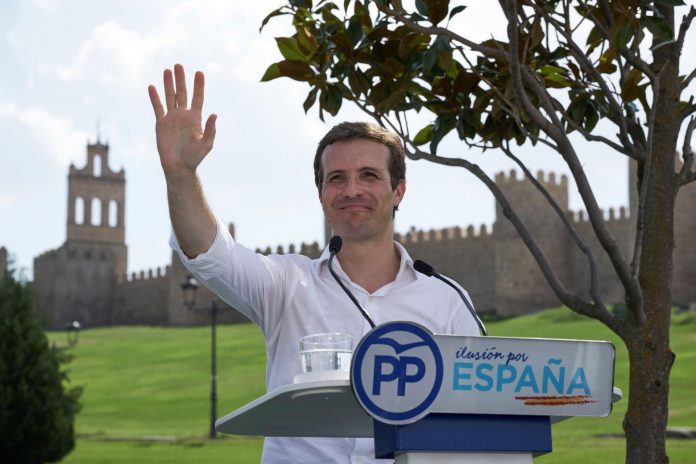 CASADO EN ÁVILA El presidente del PP, Pablo Casado, durante el acto celebrado en Ávila con el que comienza el curso político.