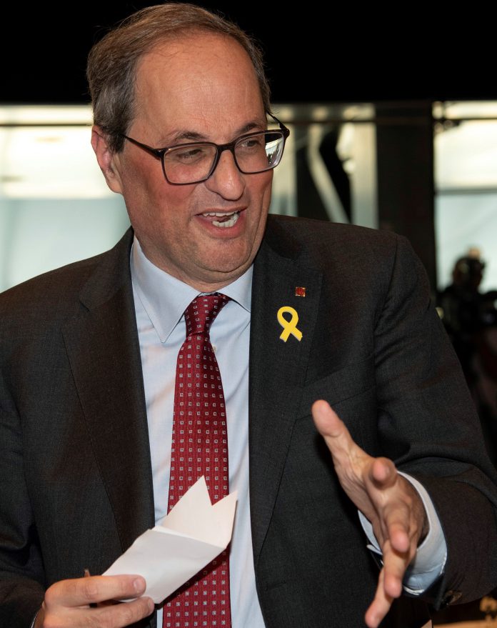Quim Torra interviene en la entrega de los XXI Premios ASPID El presidente de la Generalitat, Quim Torra, durante la entrega de los XXI Premios ASPID.