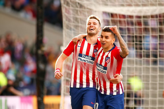 Soccer: La Liga - Atletico de Madrid v Leganes Saúl (izq) celebra con Correa el único gol en la mínima victoria del Atlético de Madrid ante el Leganés.