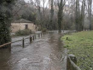 La crecida del caudal del río Eresma causa daños en la Casa de la Moneda y la Alameda del Parral. / KAMARERO