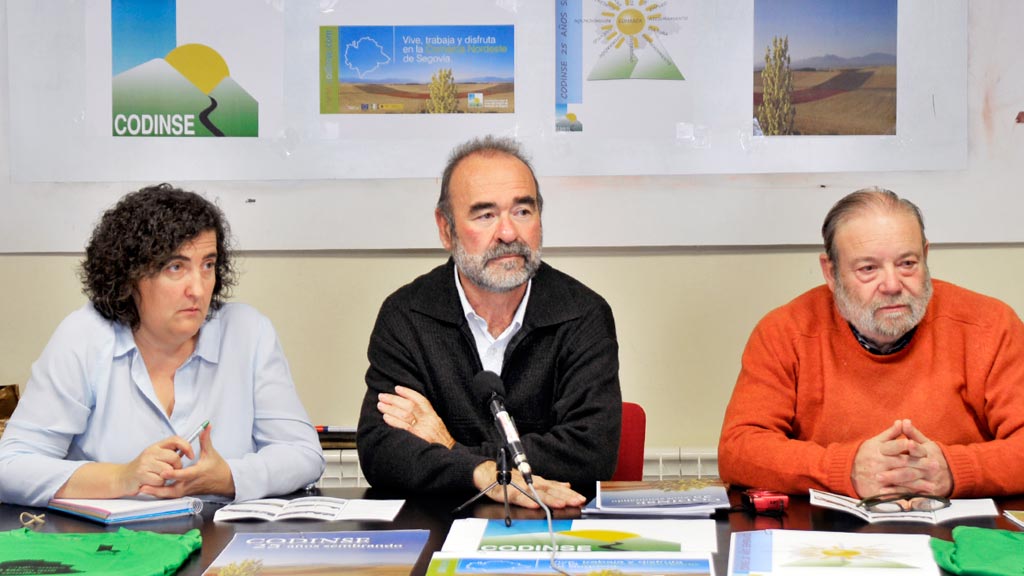 Los responsables de Codinse, durante la rueda de prensa de balance en la sede de UCCL-Segovia
