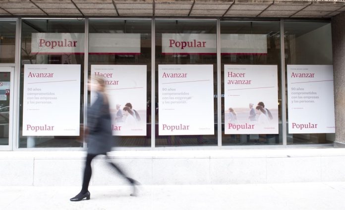 Popular Una antigua oficina del Banco Popular, previa a su adquisición por parte del Santander.