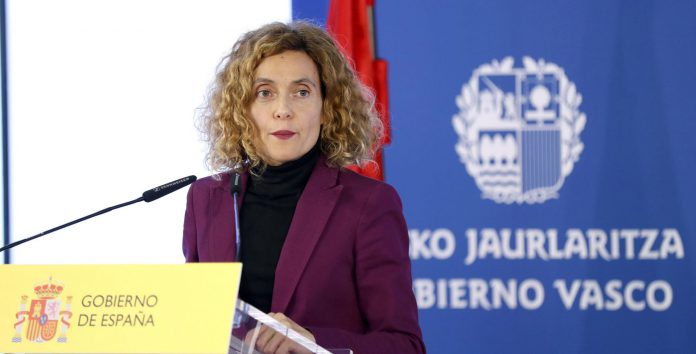 Comisión Mixta de Transferencias Estado-País Vasco La ministra de Política Territorial y Función Pública, Meritxell Batet, en la rueda de prensa.