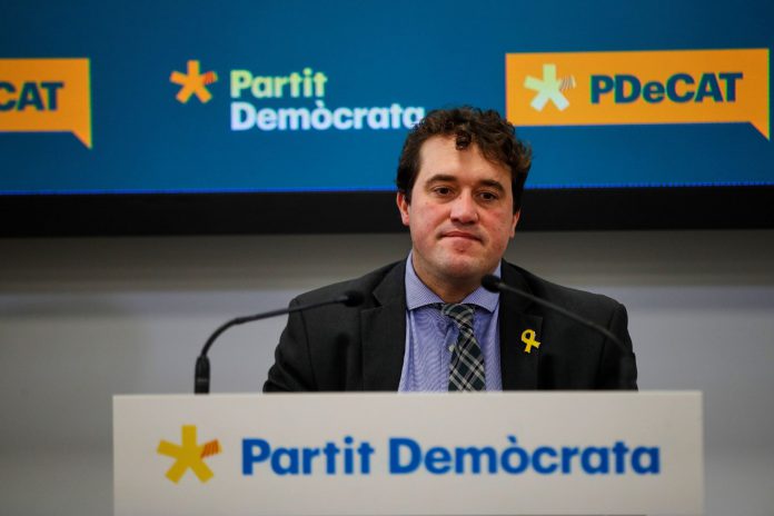 Rueda de prensa de David Bonvehí El presidente del PDeCAT, David Bonvehí, durante la rueda de prensa.