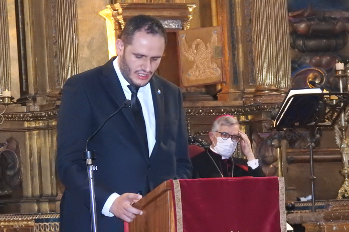 Víctor García Rubio, en la presentación del Sermón de las Siete Palabras del Viernes Santo. / M.G.