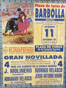 Cartel de la primera novillada sin picadores, celebrada en Barbolla en 1999.