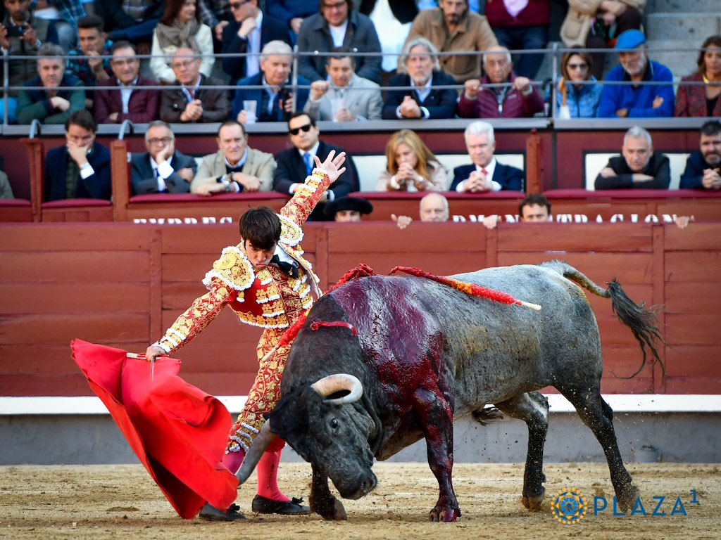 López-Chaves ante el exigente primer toro de José Escolar. / PLAZA 1